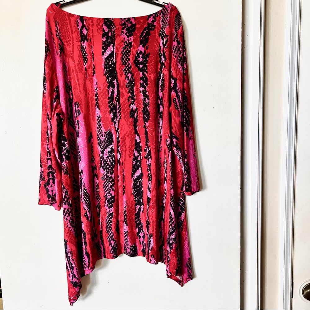 JM Collection Women's Chrome Snake Jacquard 3/4-Sleeve Tunic Top, Size 1X